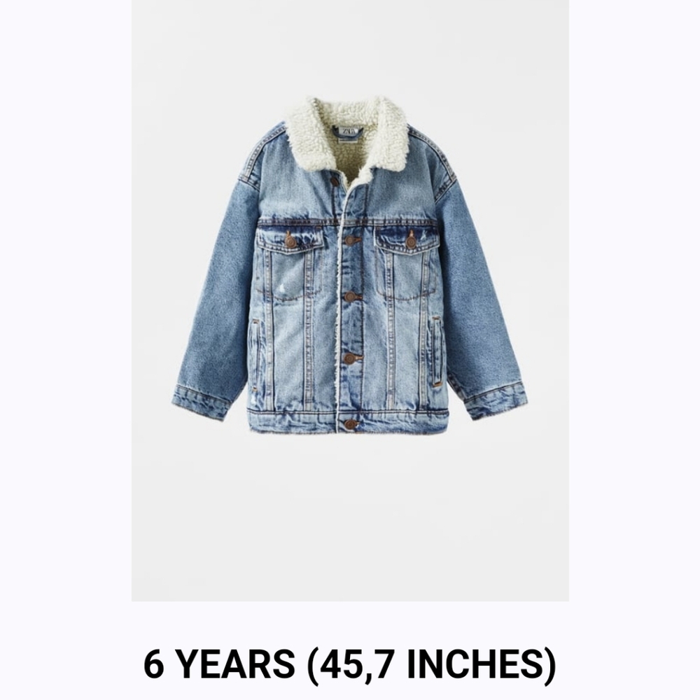 Kids Zara Fleece Trim Denim Jacket